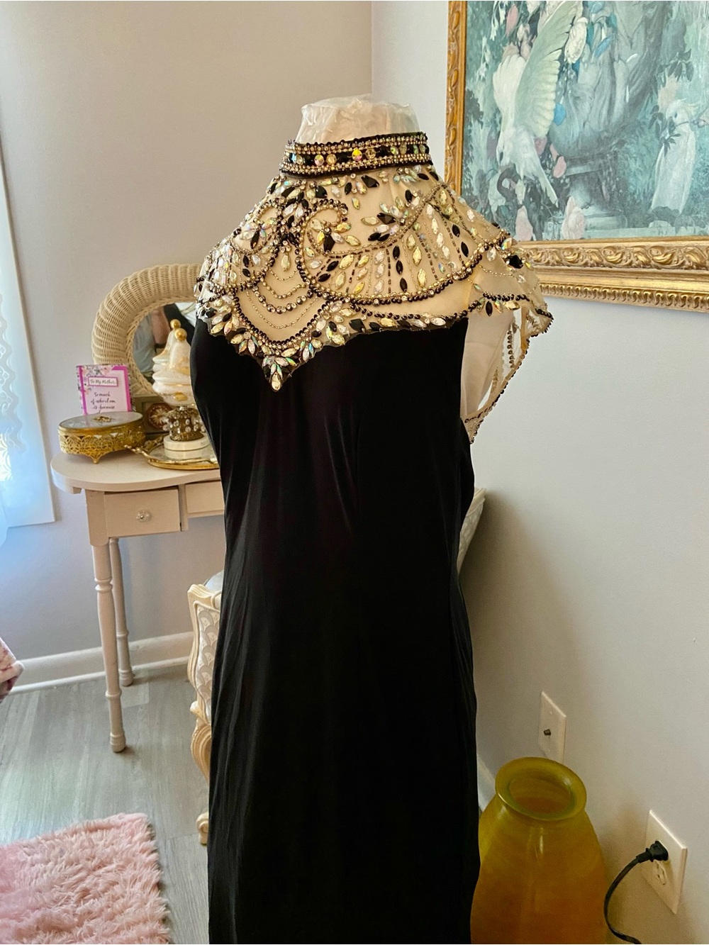 Alyce Paris Black Rhinestone & Beaded Evening Gown